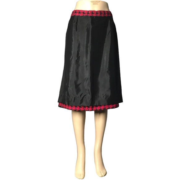 Liz Moody Pink Red and Black Luxury Checkered  Skirt Size 14 - Picture 9 of 10